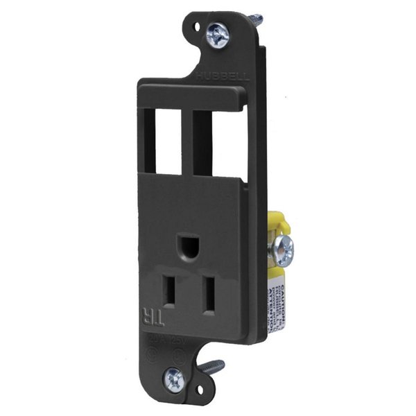 Hubbell Wiring Device-Kellems J-Load Media Outlet, 15A 125V, Tamper Resistant Receptacle, 2-Port, Decorator Frame, Black RJ65BKTR